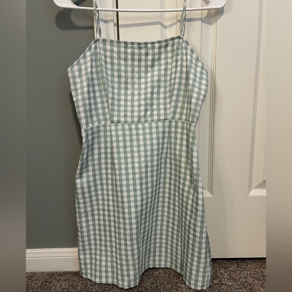 Green and White Gingham Dress